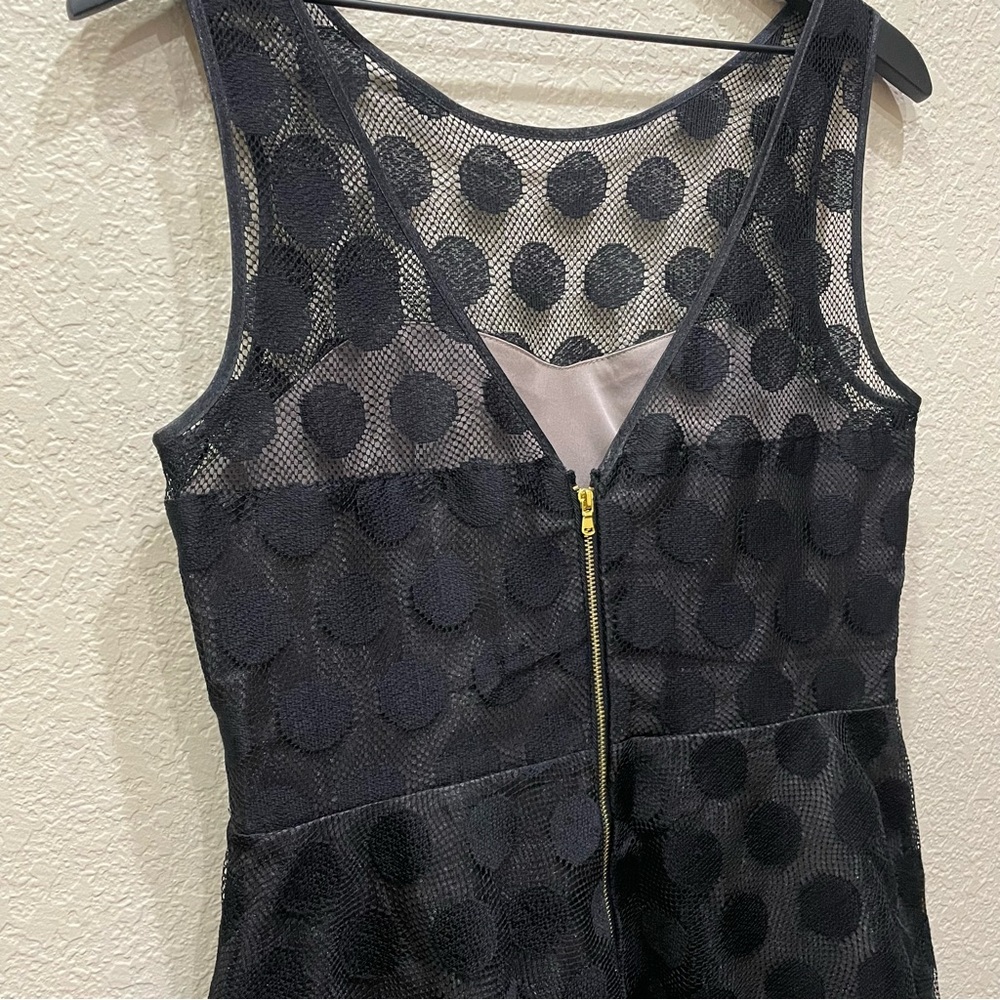 Betsey Johnson Polka Dot Illusion Fit & Flare Cocktail Dress in Black Retro - Picture 10 of 14